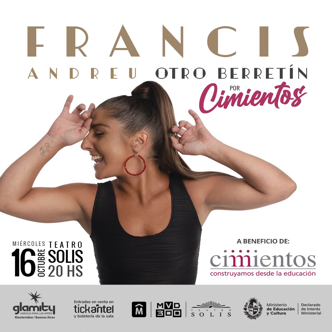 Francis Andreu presenta “Otro Berretín” a beneficio de Cimientos Uruguay en el Teatro Solís 